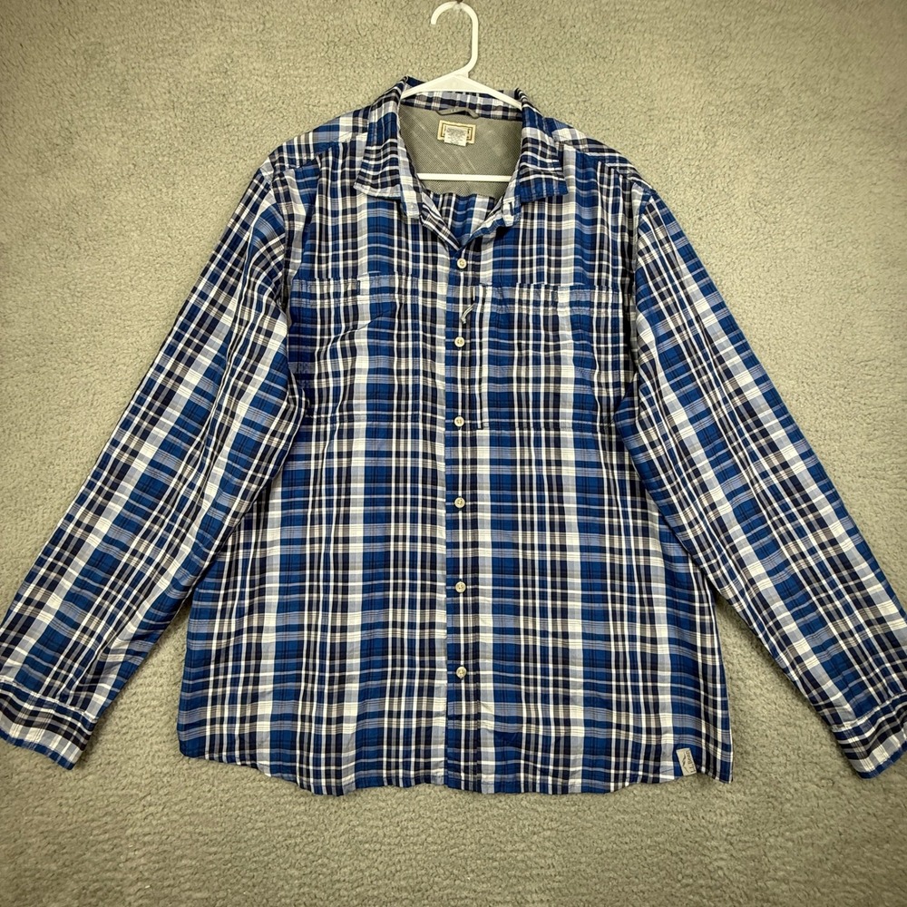 LL Bean Wrinkle-Free Kennebunk Sport Shirt, Traditional Fit Check Fishing XL